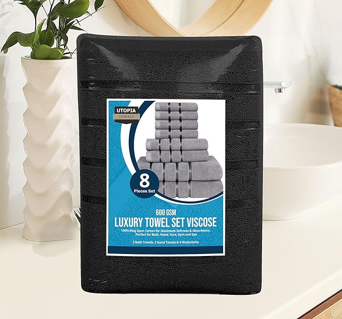 Utopia Towels 8 Piece Luxury Towel Set, 2 Bath, 2 Hand, and 4 Wash Cloths - Image 9