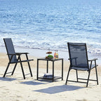Yaheetech Outdoor Patio Chairs Set of 4, Portable Dining Chairs with Armrests for Camping, Lawn Yard Beach, Folding Outdoor Chairs 4-Pack with Metal Frame, Navy Blue - Image 9
