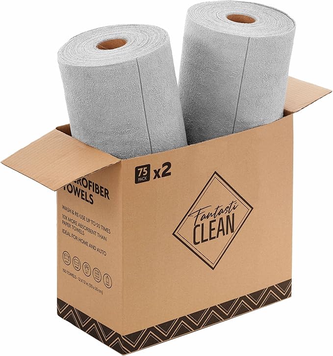 Fantasticlean Microfiber Cleaning Cloth Roll -150 Pack, Tear Away Microfiber - Image 2