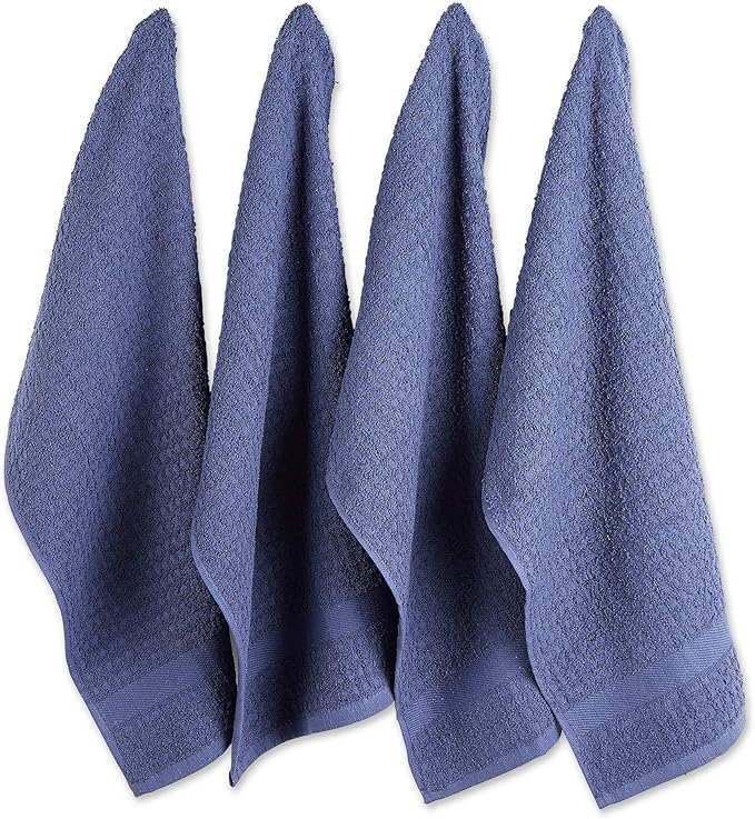 DII Basic Terry Collection Waffle Dishtowel Set, Solid French Blue, 4 Piece by DII