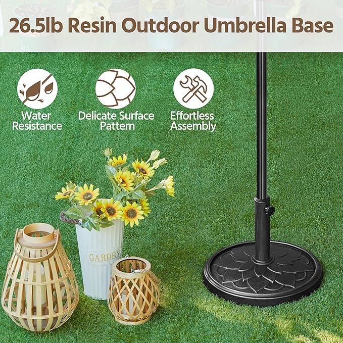 Yaheetech 18'' Umbrella Base 26.5lbs Heavy Duty Patio Umbrella Stand, Round Umbrella Base Stand, Resin Umbrella Holder for Outdoor, Garden, Yard, Black - Image 8