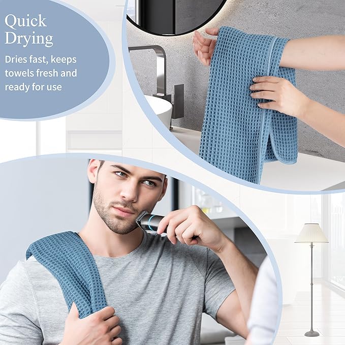 Microfiber Waffle Hand Towels, 4 Pieces, Fast Drying, Lint Free 430 GSM - Image 5