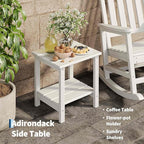 HDPE Rocking Chair Outdoor Set of 4 with 2 Side Table - Poly High Back Porch Rocker Chairs for Adults - All Weather Resistant Furniture for Patio Front Porch - White - Image 4