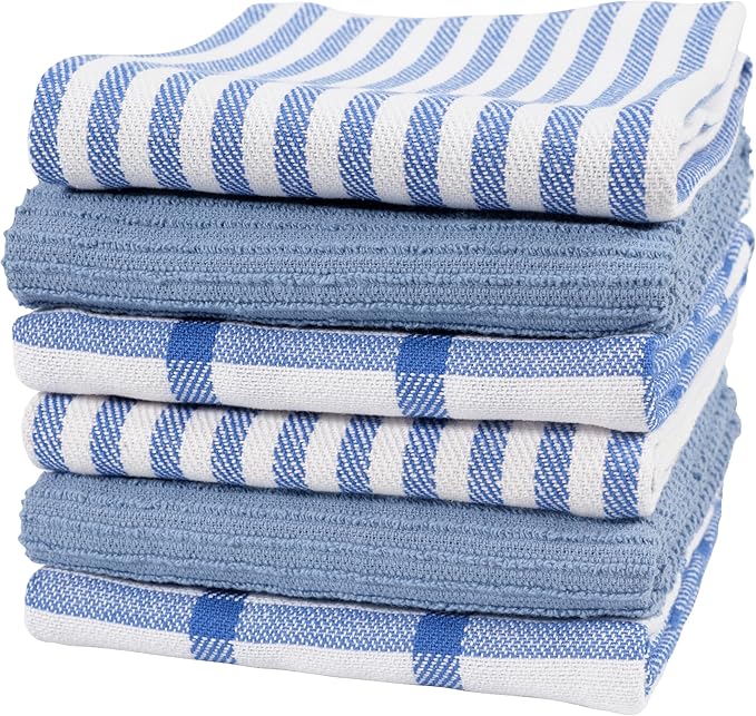 KAF Home Premium Kitchen Towels, Large 100% Cotton, Flat & Terry Absorbent Dish by KAFHome
