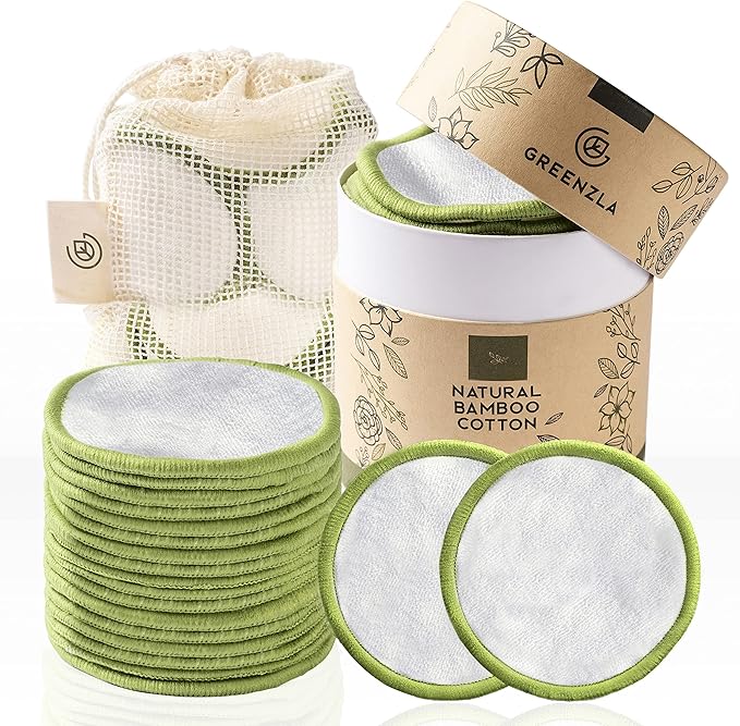 Greenzla Reusable Makeup Remover Pads Washable Laundry Bag & Round Box by GREENZLA