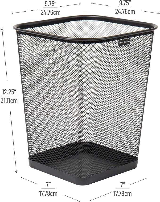 Mind Reader Mesh Trash Can, Waste Paper Basket, Metal Mesh, 9.75"L x 9.75"W x - Image 3