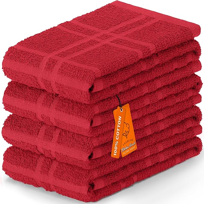 DecorRack Large Kitchen Towels, 100% Cotton Hand Towels, Plaid Pattern Cleaning - Image 5