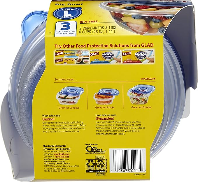 Glad Big Bowl Food Storage Containers, Large Round - Image 4