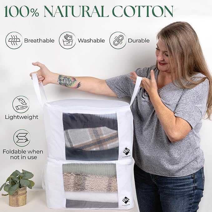 Sweater Storage for Closet – 2 Large Cotton Garment Bags, 30 Cedar Rings - Image 6