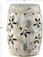 Safavieh Outdoor Collection Ilia Antiqued Cream Garden Stool - Image 3