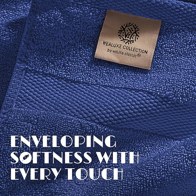 White Classic Navy Hand Towels for Bathroom Cotton Hand Towel Bulk for Gym - Image 3