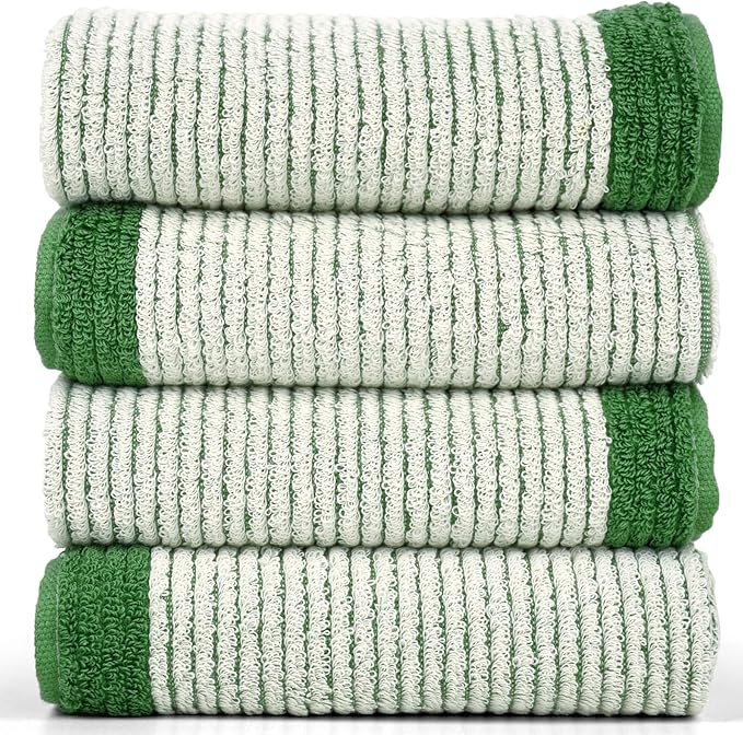 Cleanbear Green Hand Towels for Bathroom, 4 Pack Cotton Towels - Image 7