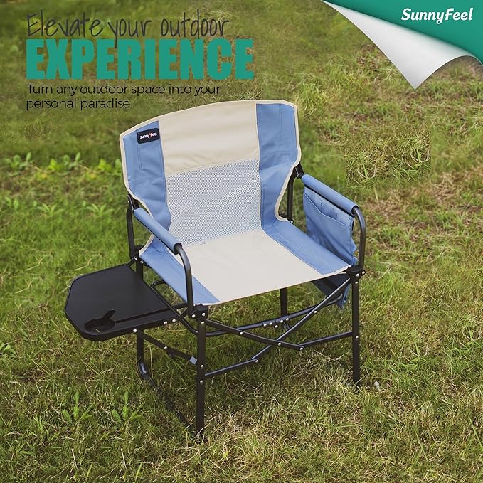 SUNNYFEEL Camping Directors Chair, Heavy Duty,Oversized Portable Folding Chair with Side Table, Pocket for Beach, Fishing,Trip,Picnic,Lawn,Concert Outdoor Foldable Camp Chairs - Image 4