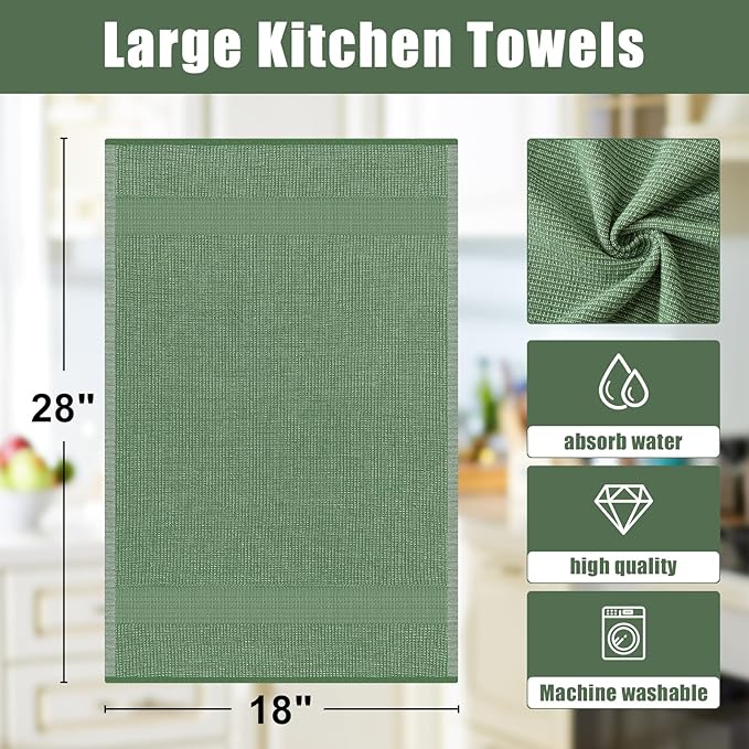 Homaxy Premium Kitchen Towels, Large Cotton Kitchen Hand Towels, Flat and Terry - Image 8