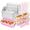 100 Pack Mini Cake Pans with Lids and Spoons Rectangular Aluminum Foil Baking by NPLUX