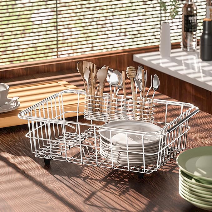 304 Stainless Steel Utensil Holder, Dish Drying Rack, kitchen Utensil Organizer - Image 4