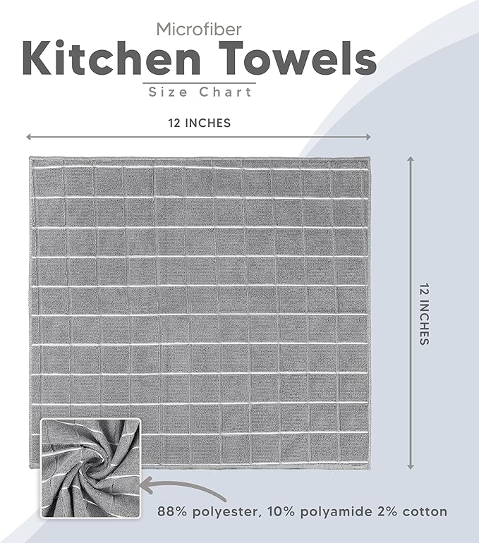 Utopia Towels 8 Pack Kitchen Towels Set, 12x12 Inches, Highly Absorbent and - Image 2