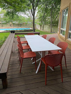 2xhome Patio Dining Chair | Modern Stackable Outdoor Pool Side Chair | Weather Resistant Plastic for Yard, Porch, Balcony, Kitchen, Orange, Single, Set of 1 - Image 6