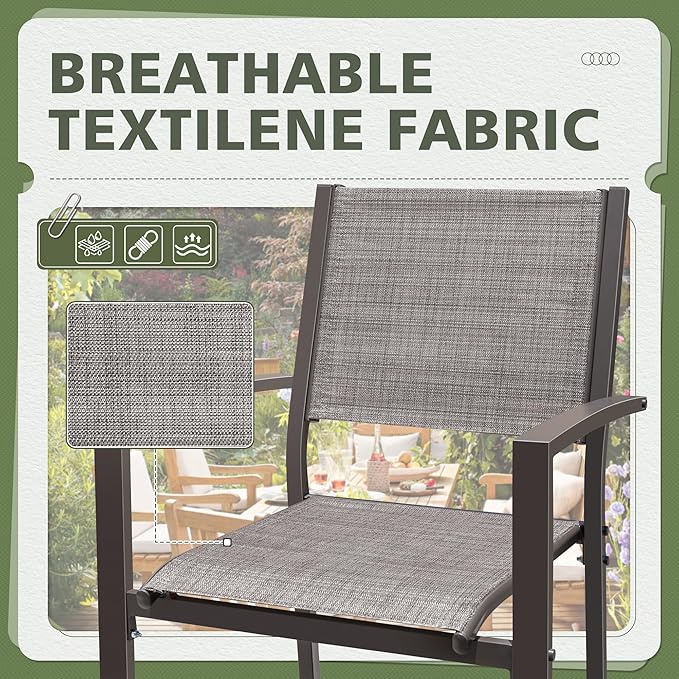 Flamaker Patio Chairs Textilene Outdoor Chairs Set of 6 Stackable Dining Chair for Backyard, Deck, Poolside (Grey) - Image 5