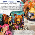 Bear Laundry Basket Oxford Cloth Foldable Colored Animal Flowers Laundry Hamper - Image 8