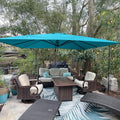 PURPLE LEAF 9' X 11.5' Patio Umbrella with Base Outdoor Cantilever Rectangle Umbrella Offset Umbrella with 360-degree Rotation for Garden Deck Pool Patio, Turquoise Blue by PURPLELEAF
