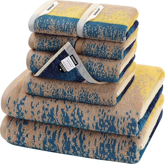 SEMAXE Colorful Bath Towel Set, 100% Cotton Bathroom Towels by SEMAXE