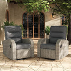 LayinSun Oversized Wicker Outdoor Swivel Glider Recliner with Adjustable Backrest & Footrest, Patio Reclining Lounge Chair - Set of 2 by LayinSun