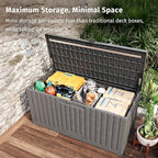 EAST OAK 120 Gallon Outdoor Storage Box | Large Resin Deck Box with Reinforced Stainless Steel Support | Waterproof & UV-Resistant Patio Storage Box for Cushions, Garden Tools & Pool Accessories, Grey - Image 2