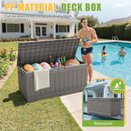 Greesum Outdoor Storage Box 82 Gallon Storage Bin with Lid for Patio Furniture, Garden Tools, Pool Supplies, Waterproof and UV Resistant, Lockable, Coffee - Image 2