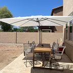 PURPLE LEAF 10' X 13' Patio Umbrella with Base Outdoor Cantilever Rectangle Offset Umbrella with 360-degree Rotation for Garden Deck Pool Patio White by PURPLELEAF