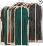 All Clear Garment Bags for Hanging Clothes, Plastic Dustproof Dress Garment Bag by Perber