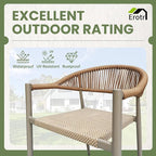 4 Pcs Stackable Patio Dining Chairs, Aluminum Rattan Outdoor Dining Chair with Arms, Woven Rope Garden Armchair Metal No Assembly for Bistro Balcony Porch Deck Yard Cafe Restaurant, Light Brown - Image 4