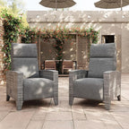 IDEALHOUSE Wicker Outdoor Recliner Reclining Patio Chairs with Adjustable Back & Footrest 150° Lay-Flat Reclining with Air Pump Rattan Flip-Up Side Table Outdoor Lounge Chairs for Pool Deck Balcony by IDEALHOUSE