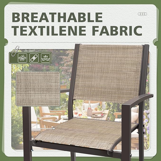 Flamaker Patio Chairs Textilene Outdoor Chairs Set of 6 Stackable Dining Chair for Backyard, Deck, Poolside (Beige) - Image 5