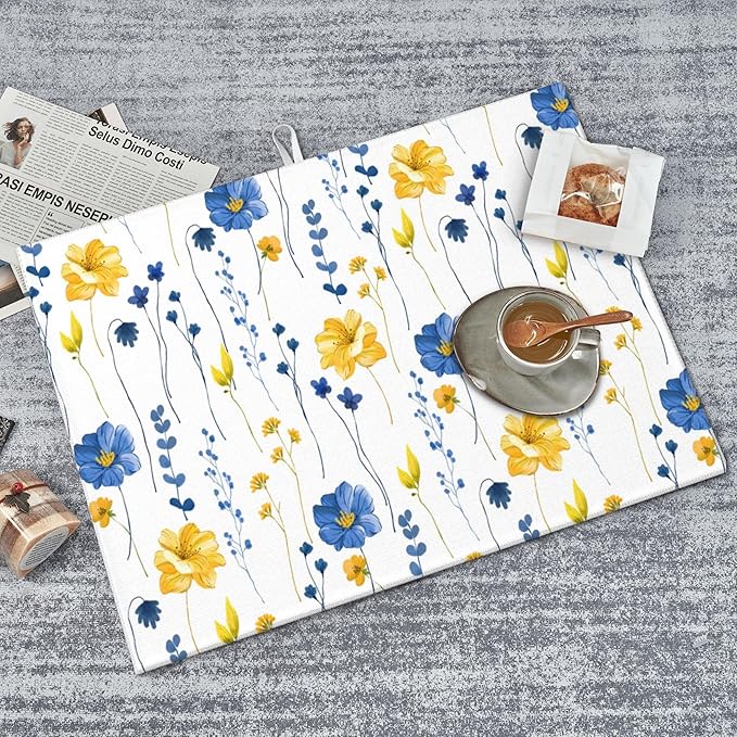 Watercolor Floral Decorative Microfiber Dish Drying Mat - Image 3