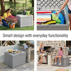 Rubbermaid Medium Resin Outdoor Storage Deck Box (74 Gal) Weather Resistant Gray Deck Organization for Home/Backyard/Pool Chemicals/Toys/Garden Tools/Porch/Patio Cushions - Image 4