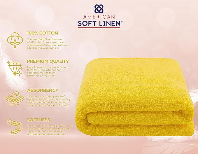 American Soft Linen 100% Cotton 600 GSM Turkish 40x80 Oversized Bath Towel Sheet - Image 4