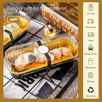 50 Pack Mini Cake Pans with Lids and Spoons Black Gold Rectangular Aluminum - Image 2