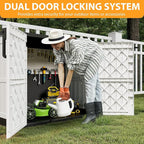 LHBcraft Outdoor Storage Cabinet 36 Cu Ft with Lockable Doors, Portable Horizontal Resin Storage Shed - Easy to Assemble, Waterproof Small Storage Shed with Floor - Image 5