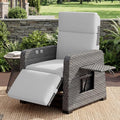 Restland Outdoor Recliner with Independent Adjustable Back & Footrest Wicker Patio Reclining Chair with Flip Table Comfortable Lounge Chair & Thick Cushion for Deck, Porch (Grey) by Restland