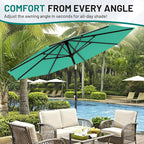 AreShark 9 FT Patio Umbrella for Outdoor, Outdoor Umbrella with Push Button Tilt and Crank, Outdoor Patio Umbrellas with 8 Sturdy Ribs for Market, Garden, Deck, Backyard, Pool (Peacock Blue) - Image 7