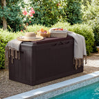 Greesum 100 Gallon Resin Deck Box Large Outdoor Storage with Cushions for Patio Furniture, Garden Tools, Pool Supplies, Weatherproof and UV Resistant, Lockable, Dark Brown - Image 3