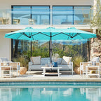 SUPERJARE 13FT Outdoor Umbrella for Patio, Double sided Pool Umbrellas with Fade Resistant Canopy, Large Table Umbrella for Deck, Market, Backyard - Light Blue - Image 6