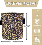 Brown Leopard Laundry Basket Foldable Oxford Cloth Funny Tote Bag Laundry - Image 2