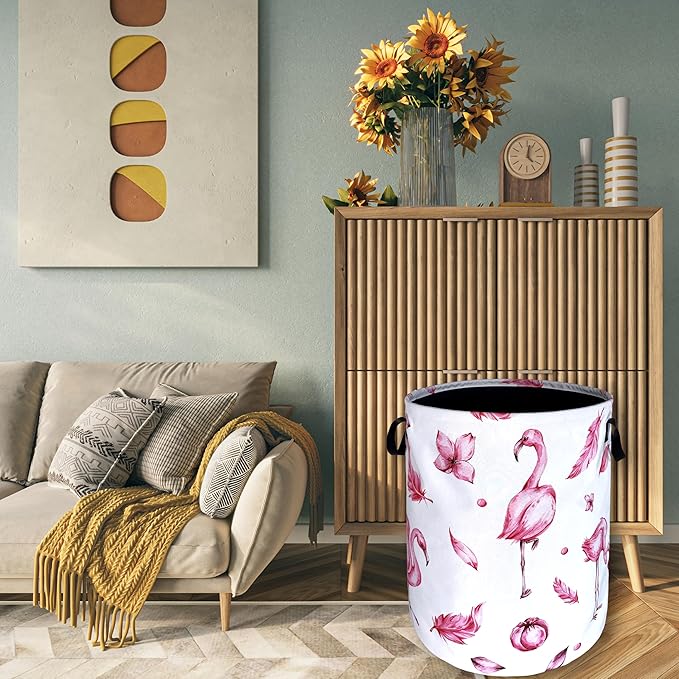 Pink Flamingo Laundry Basket Animal Foldable Funny Laundry Hamper Oxford Cloth - Image 7