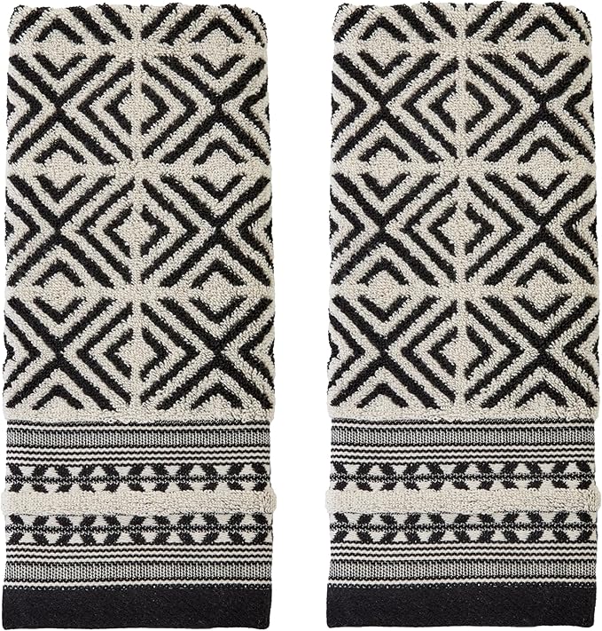 SKL Home Diamond Grid 100% Cotton Premium 2-Piece Hand Towel Set, 600 GSM by SKLHomebySaturdayKnightLtd