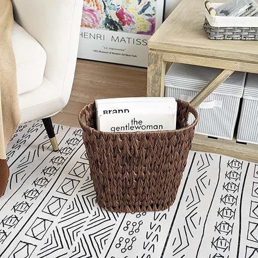 GRANNY SAYS Wicker Waste Basket, Waterproof Bathroom Trash Can, Bedroom Can - Image 7