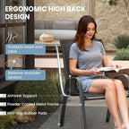 Patio Dining Chairs Set of 4, Stackable Dining Chairs High Back, Breathable Seat Fabric and Alloy Steel Frame Fit Backyard, Porch, Lawn，Poolside (Dark Grey) - Image 7