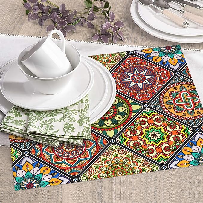Mandala Colorful Kitchen Drying Mat Retro Microfiber Dish Drainer Mat - Image 3