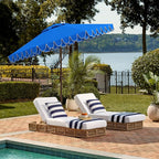 SAFAVIEH 9ft Outdoor Patio Umbrella, Round, Valance, Pacific Blue & White Trim, Auto Crank Tilt, UV Resistant for Deck, Backyard, Poolside (PAT8006P) - Image 7